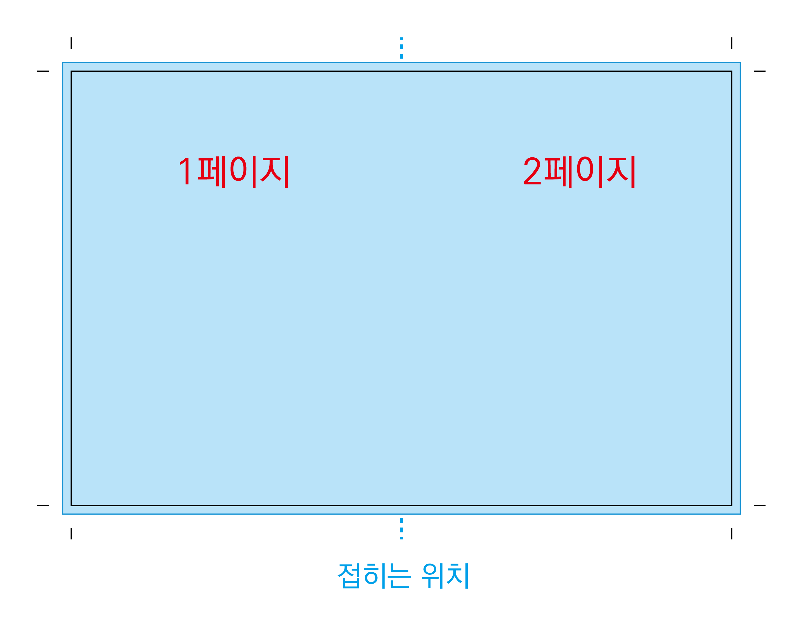 레이플랫 내지 작업 예시 - 펼침면(1페이지+2페이지)